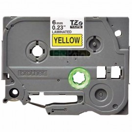 Label Tape Brother Original TZE-611 6mm Black on Yellow Casette Laminated, Printer Brother GL-H105 PT-H500 PT-P700 PT-P750W PT-P900W PT-P710BT PT-D800W PT-P950NW PT-D210VP PT-D400