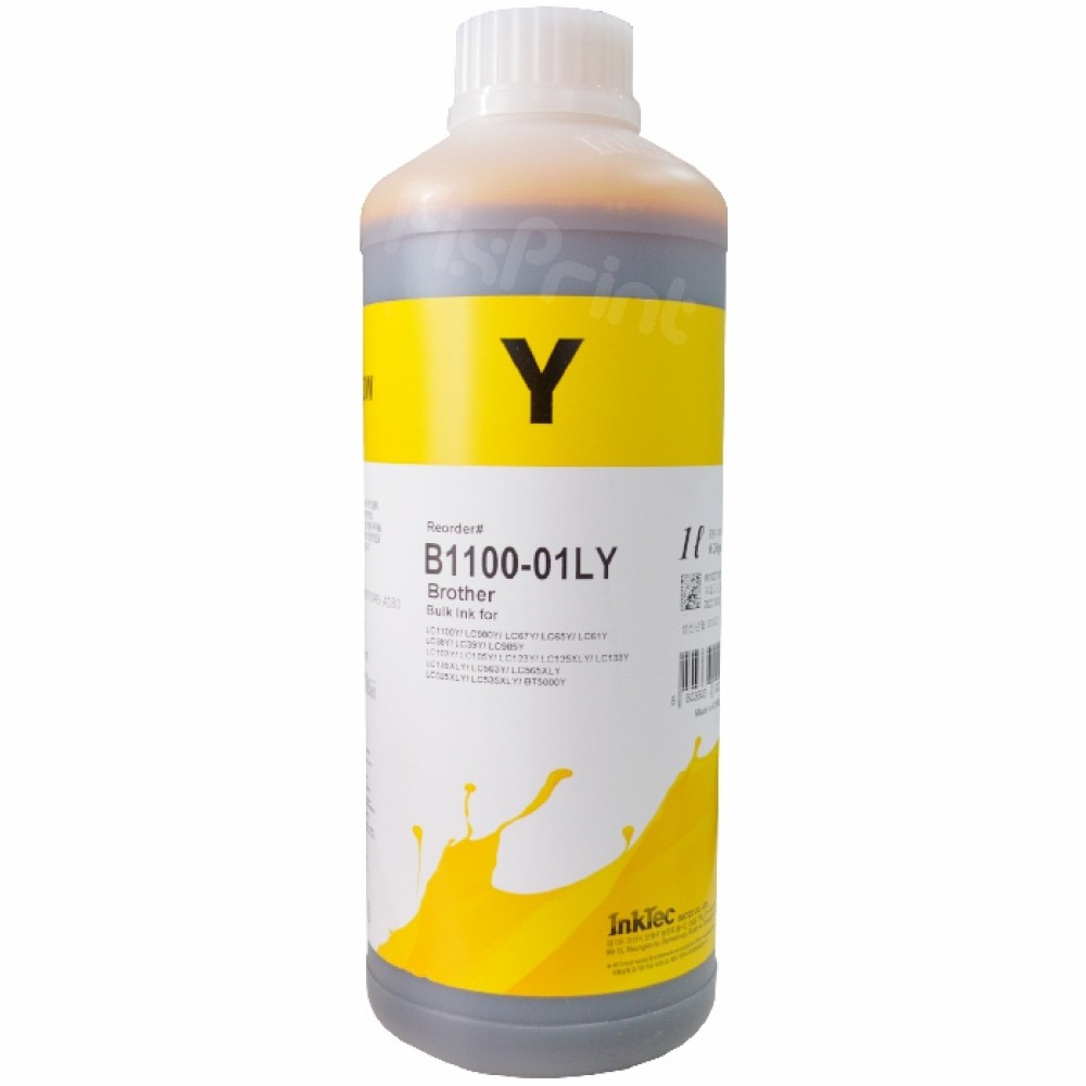 Tinta Refill B1100-01LY Inktec Dye Base Bro Yellow 1 Liter, Cartridge Bro LC1100 LC980 LC67 LC65 LC61 LC38 Printer DCP 145C 165C 185C 195C 197C 365CN 375CW 385C 395CN 535CN 585CW